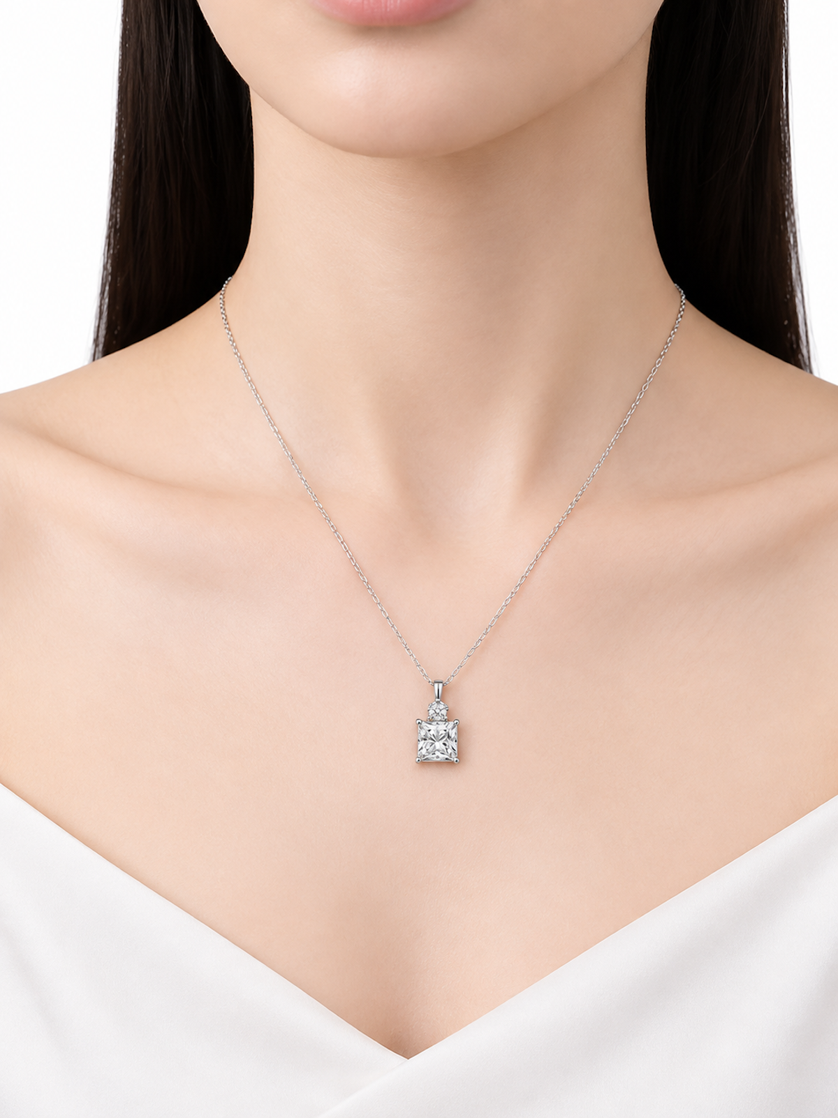 Princess Cut Moissanite Pendant Necklace
