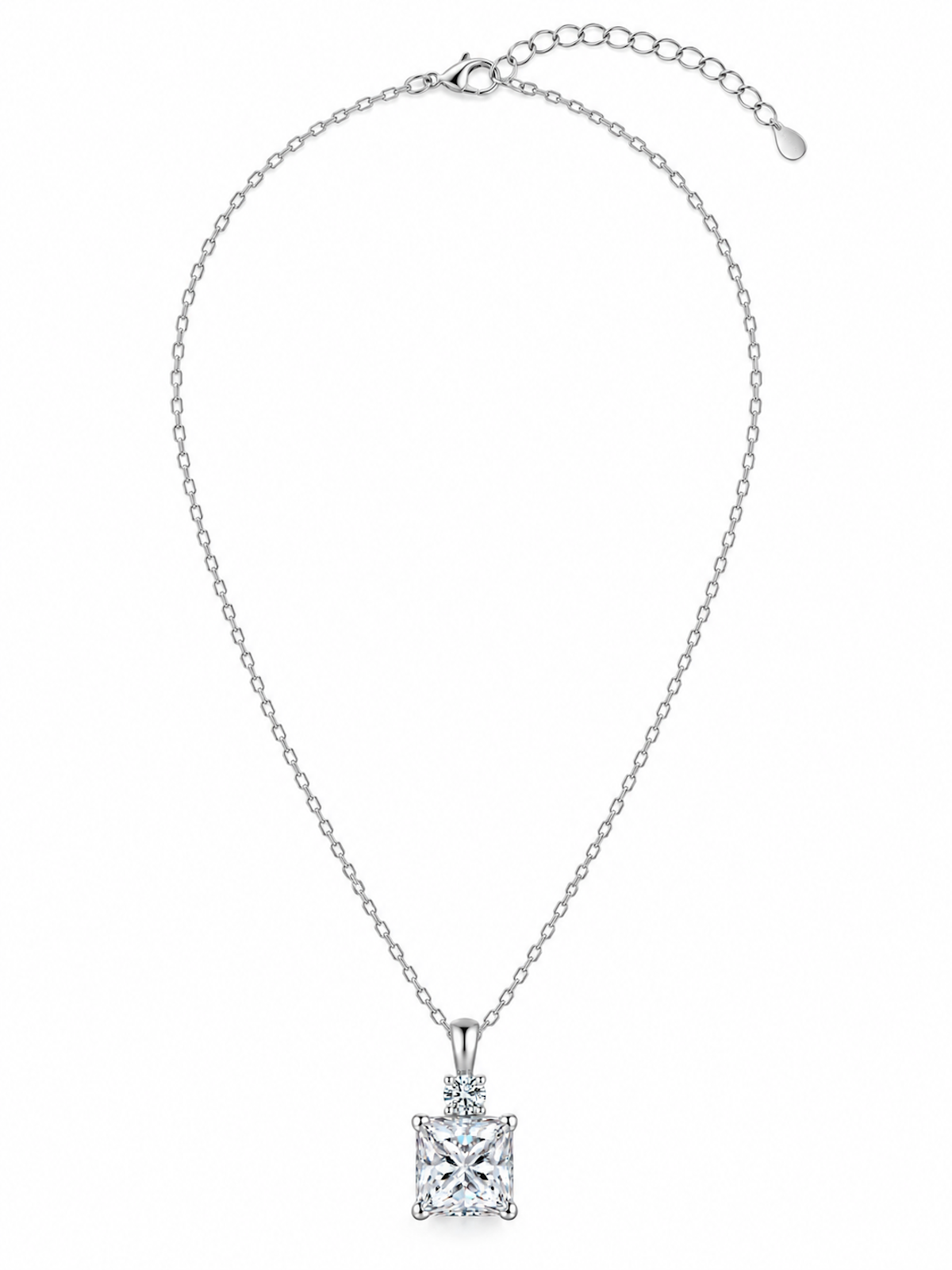 Princess Cut Moissanite Pendant Necklace