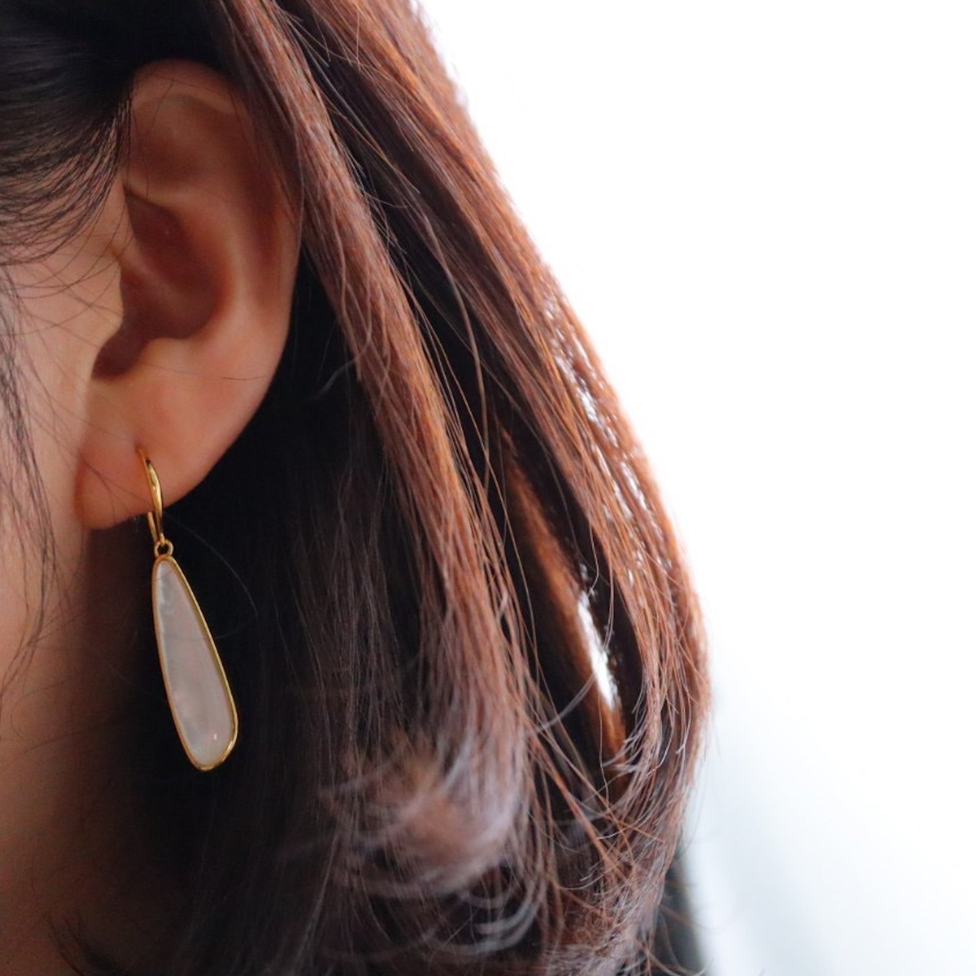 Sculptural Lumière Mother of Pearl Earrings crafted with genuine mother of pearl in gold vermeil.
