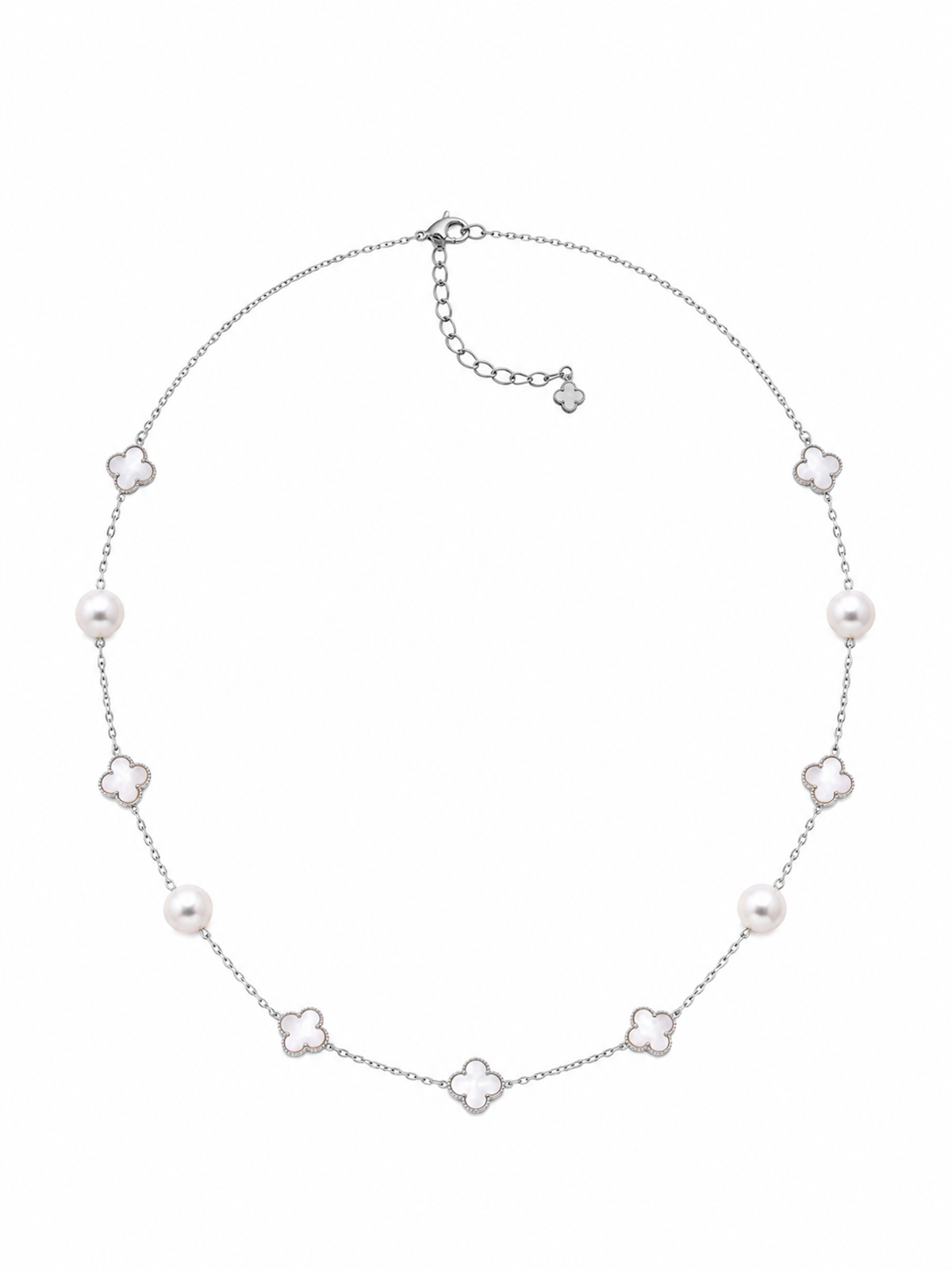 Petite Clover & Pearl Charm Necklace