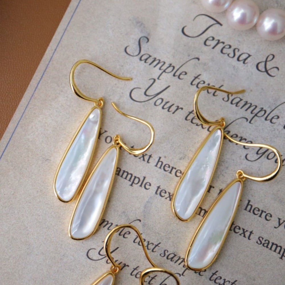 Sculptural Lumière Mother of Pearl Earrings crafted with genuine mother of pearl in gold vermeil.