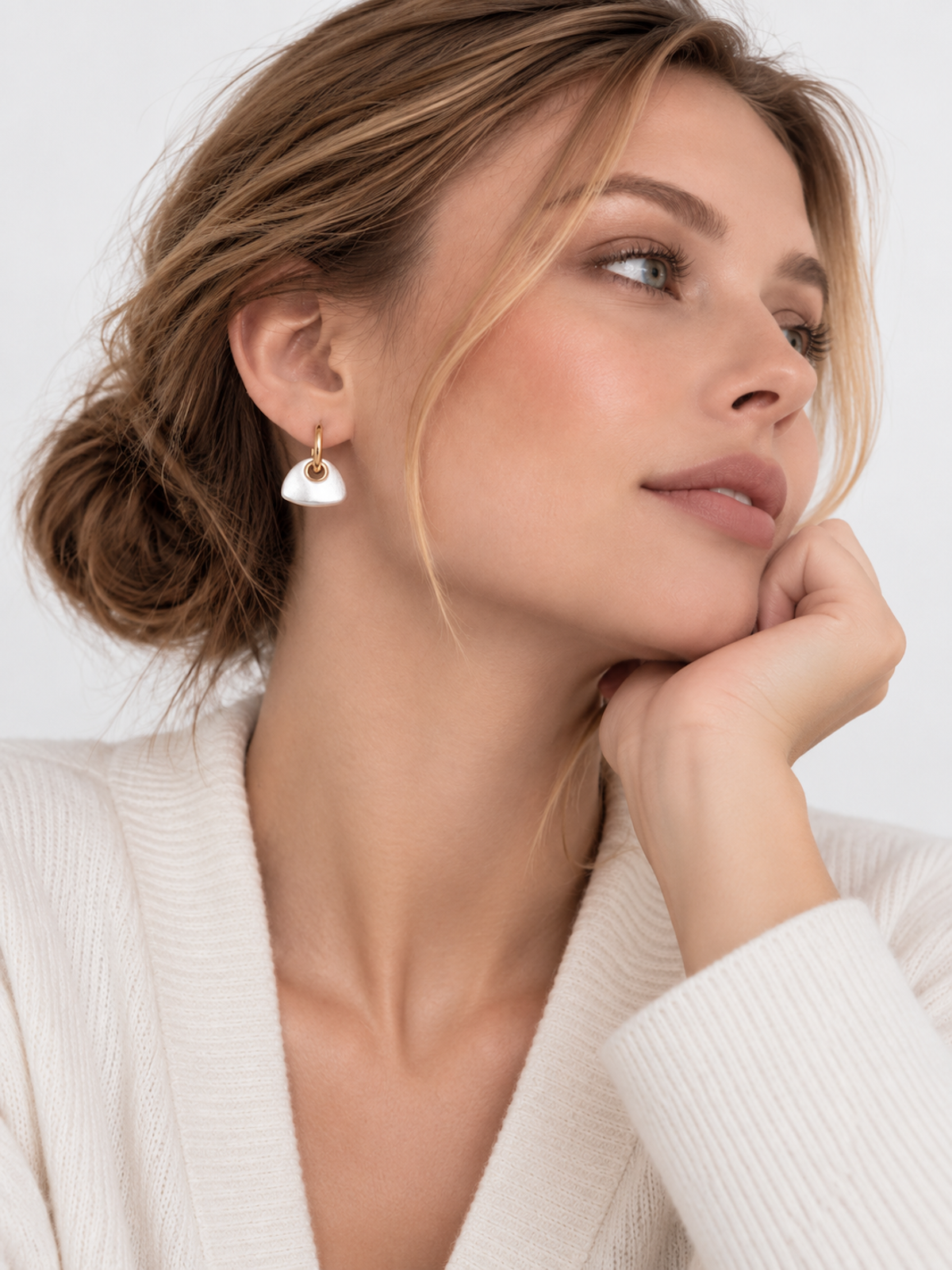 Two-Tone Handbag Charm Drop Earrings with brushed silver handbag pendants and polished gold details.