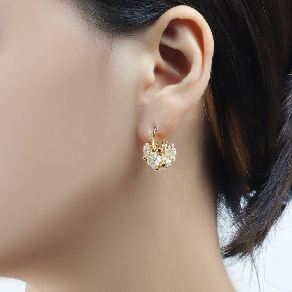 Romantic Flower Basket Hoop Earrings