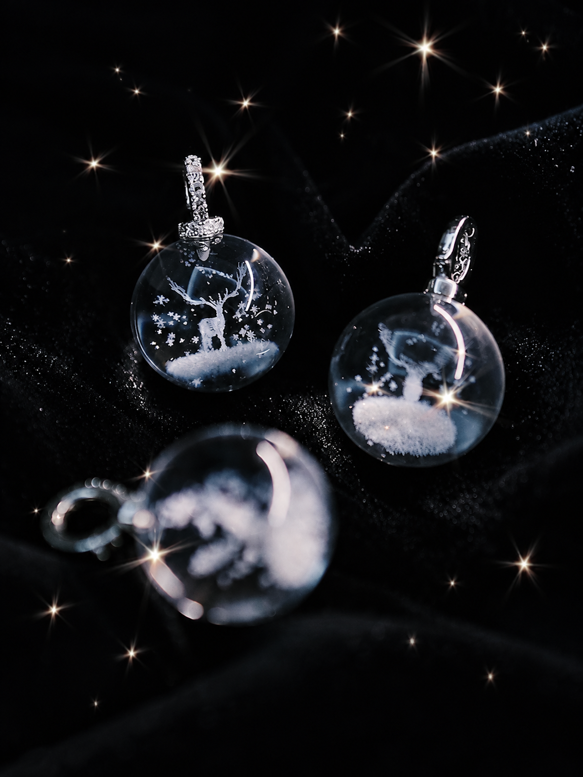 Clear Quartz Reindeer Necklace featuring a genuine clear quartz crystal pendant with a delicate reindeer motif suspended from a sterling silver chain.