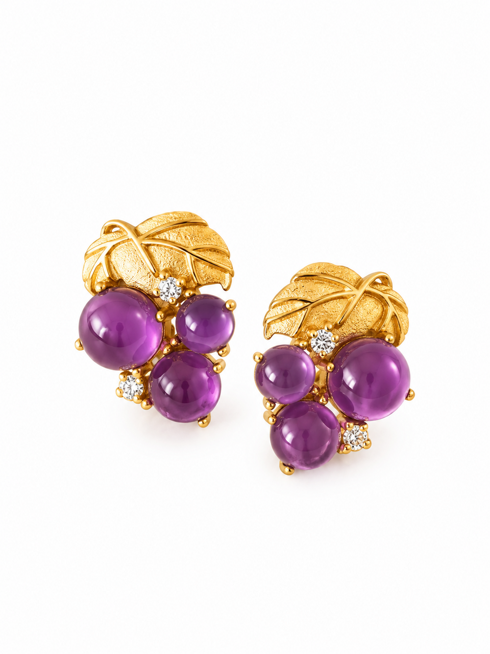 Delicate Amethyst Grape Ear Studs