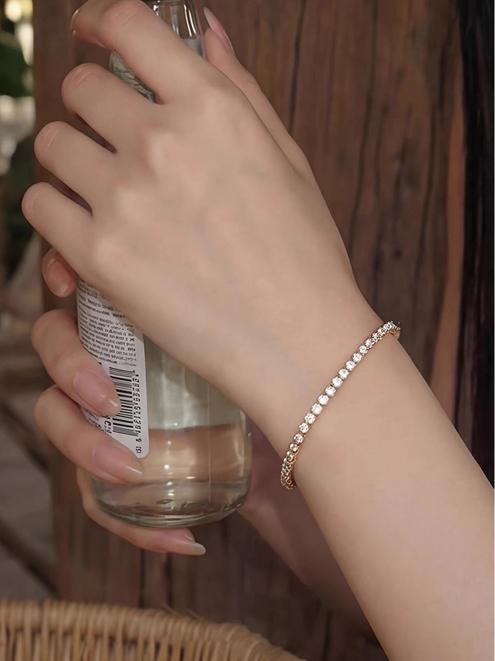 Timeless Diamond-Look Tennis Bracelet featuring a continuous row of premium-grade zirconia set in a classic gold-tone tennis bracelet design.
