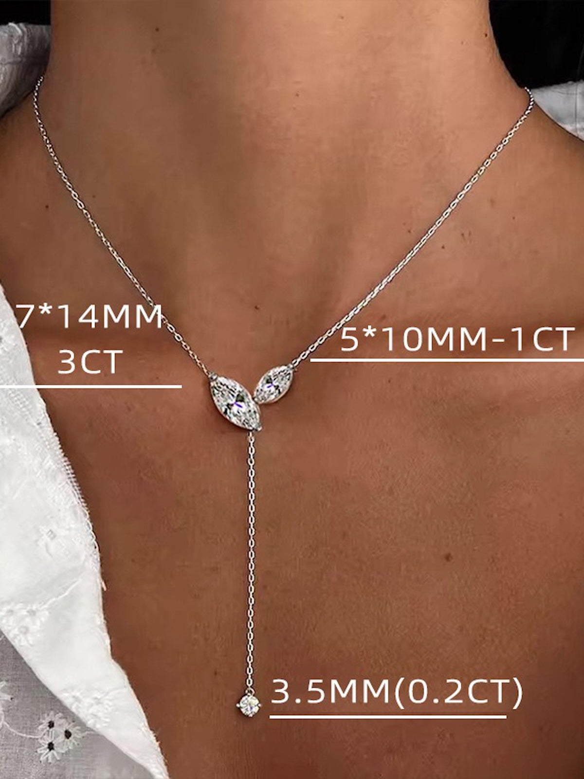 Poetic Three Petal Moissanite Flower Necklace with an asymmetric three-petal design and delicate cascading detail.