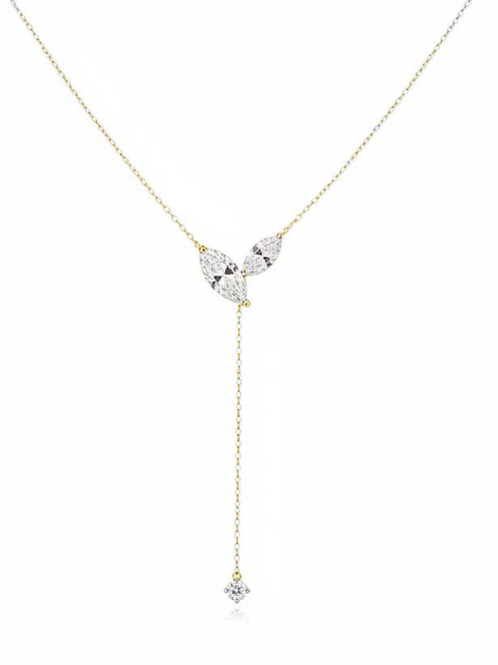 Poetic Three Petal Moissanite Flower Necklace with an asymmetric three-petal design and delicate cascading detail.

