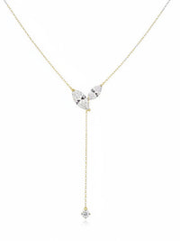 Poetic Three Petal Moissanite Flower Necklace with an asymmetric three-petal design and delicate cascading detail.
