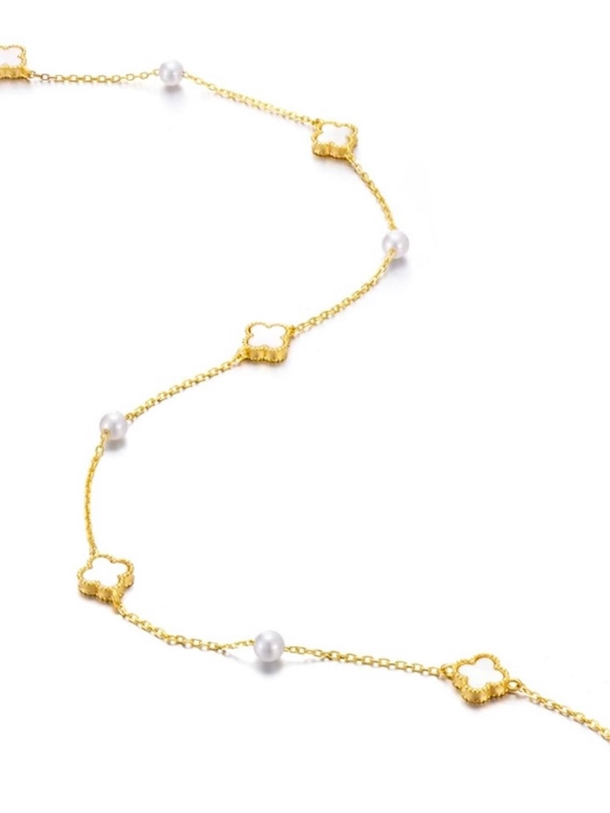 Petite Clover & Pearl Charm Necklace