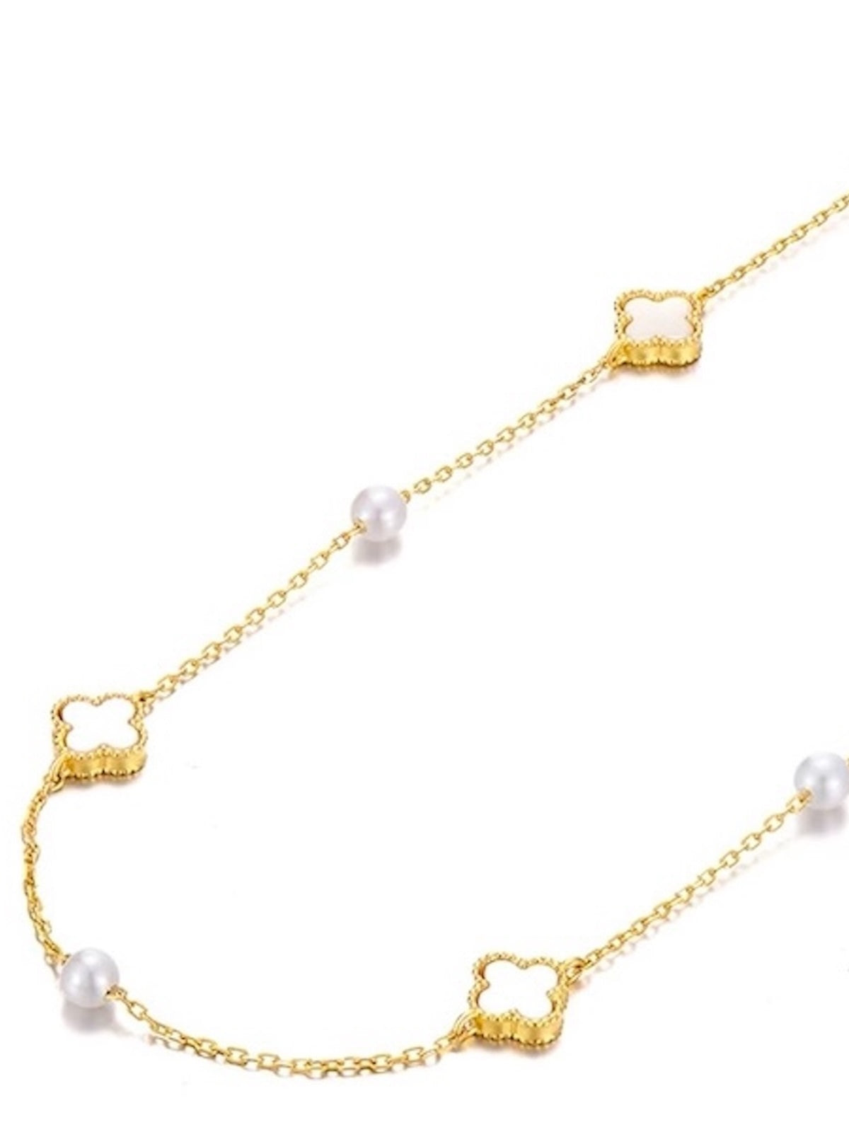 Petite Clover & Pearl Charm Necklace