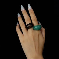 Minimalist Bold Look Ring-Tiger Eye Stone & White Jade