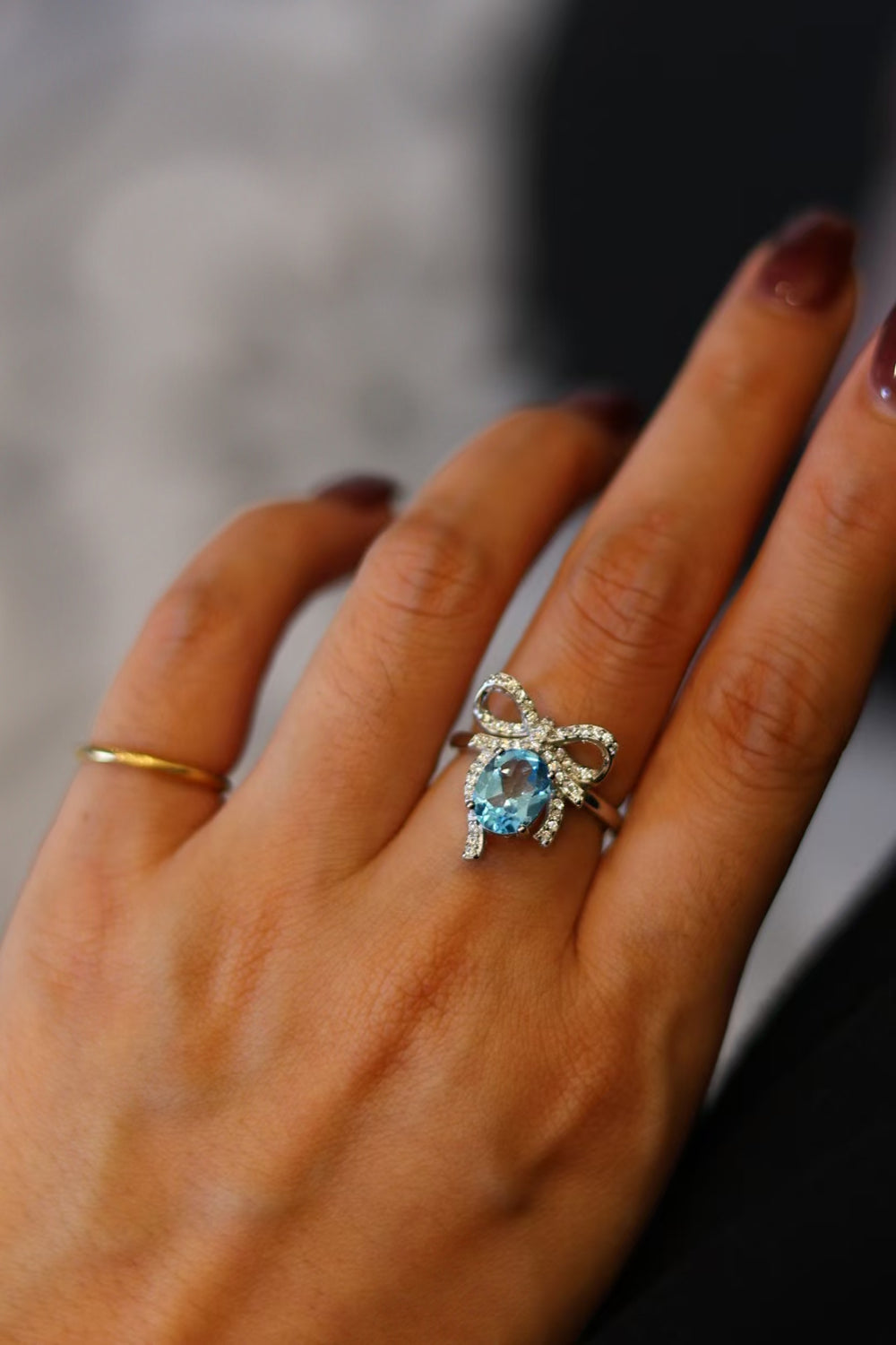 Princess Style Blue Topaz Rings - adjustable