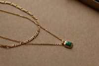 Minimalist Malachite Double Chain Necklace