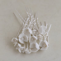 Handcrafted Ceramic Flowers Bridal Hairpins-One set of 8
