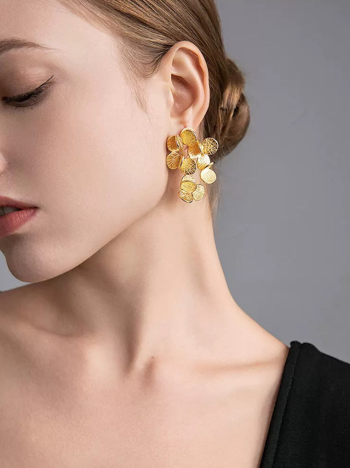 Golden Petal Bouquet Earrings