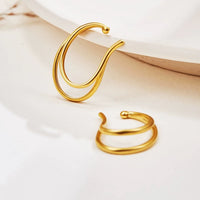 Minimalist Double Circle Matte Ear Cuff – One Piece