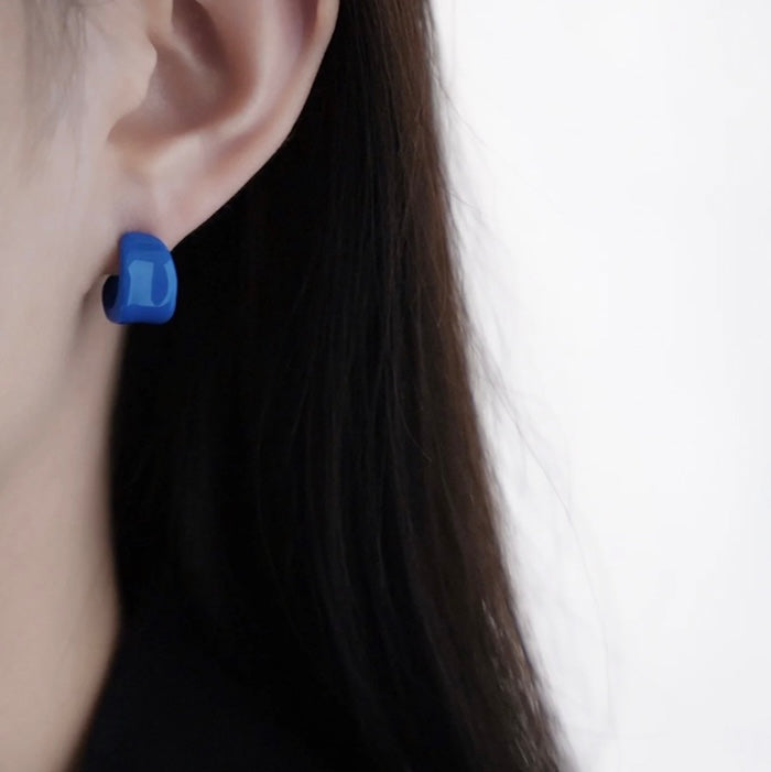 Modern Vintage Blue Enamel Hoops