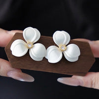 Gardenia - Vintage Charm White Flower Ear Studs
