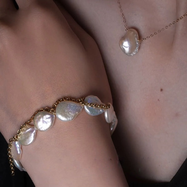 Unique Baroque Pearl Coin Beads Bracelet