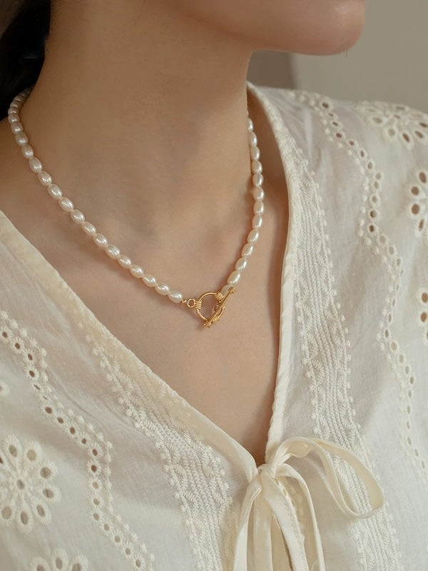 Timeless Pearl Bead Necklace with OT buckle