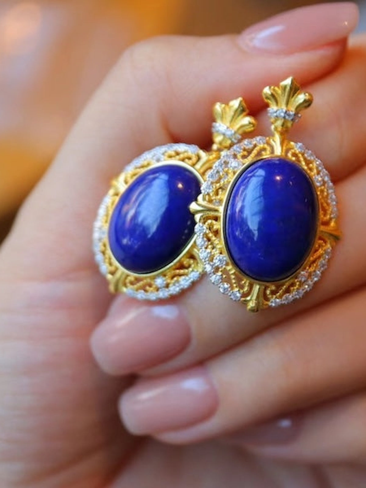 Renaissance Lapis Lazuli Statement Earrings
