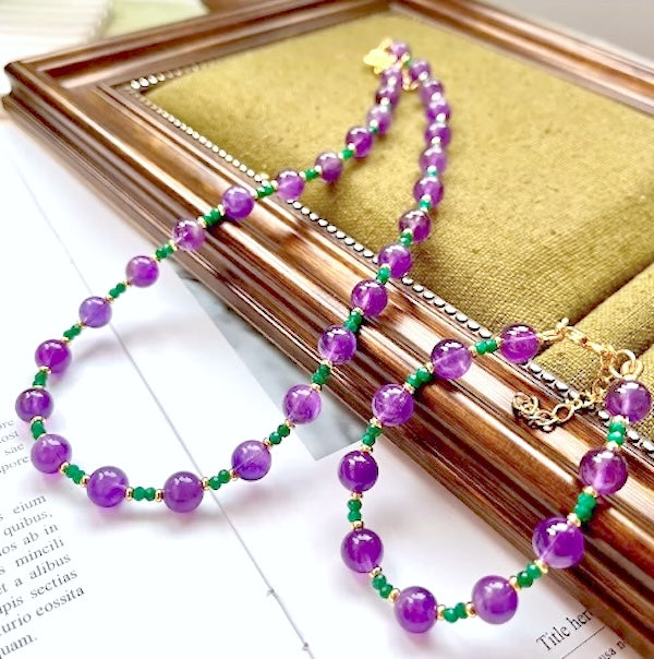 Amethyst Green Onyx Beaded Necklace n Bracelet