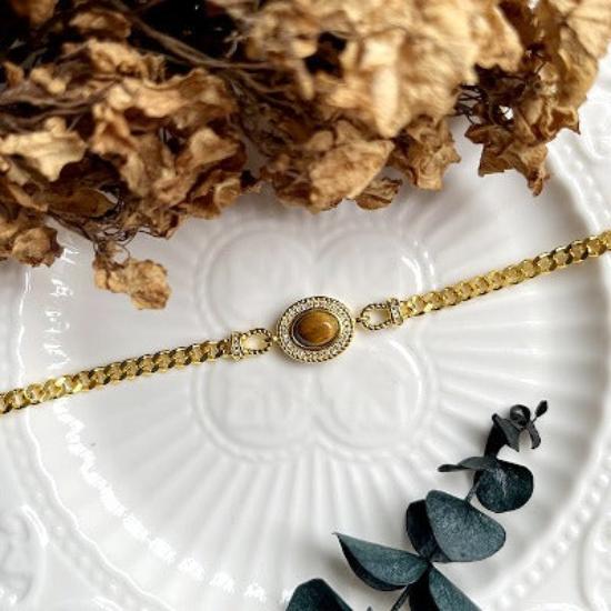 Chain Bracelet With Tiger Eye Stone