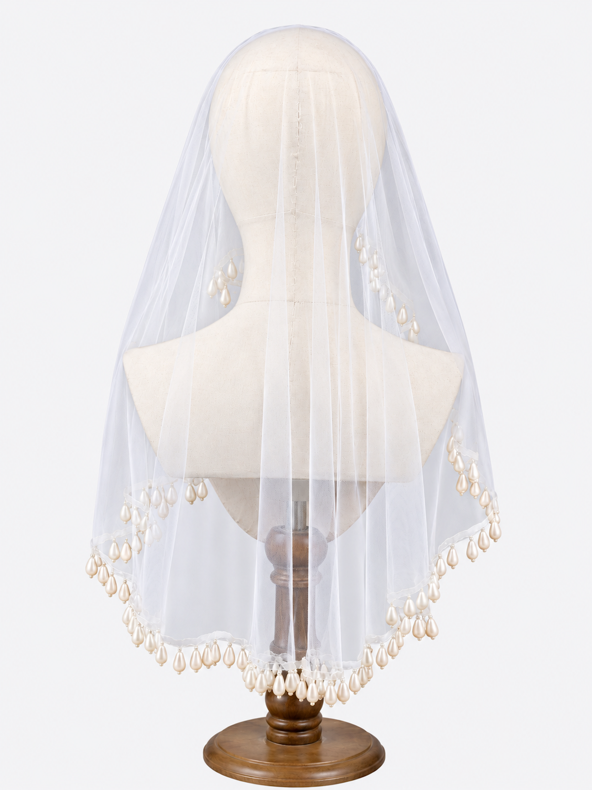 Romantic Teardrop Pearl Fringe Bridal Wedding Veil