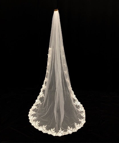 Cathedral Length Bridal Veil-Lace Edging