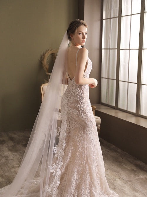 Cathedral Length Bridal Veil-Lace Edging
