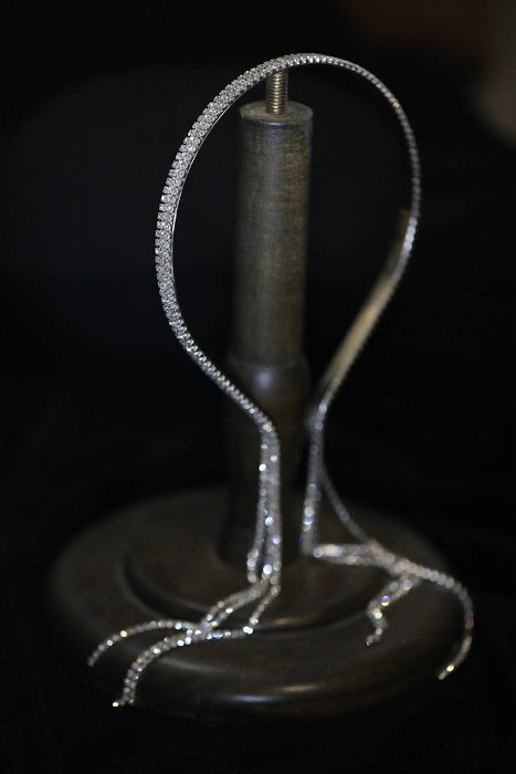 Sparkling Bridal Headband with Long Tassels