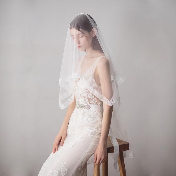 Face Cover Lace Trim Bridal Veil
