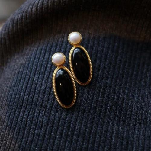 Modern Vintage Black Onyx Earrings