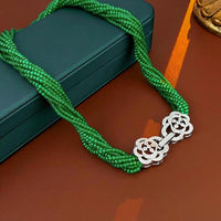 Green Cat's Eye Stones Braided Choker - Camille Closure