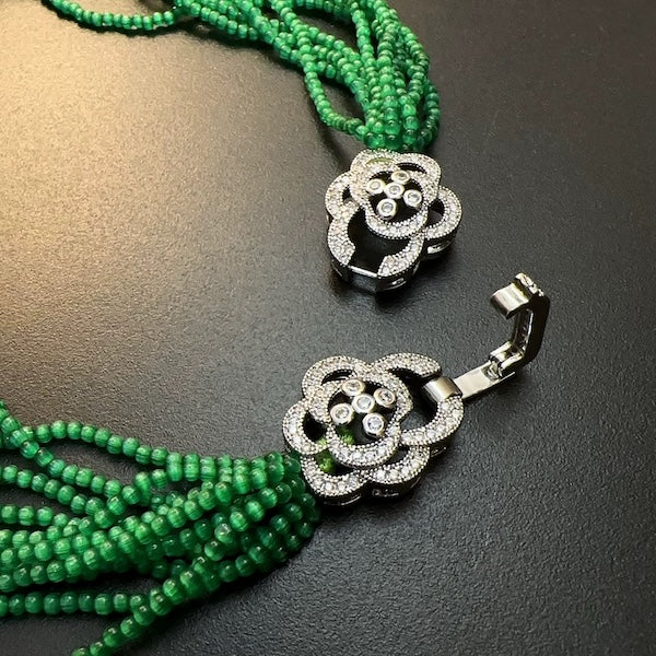 Green Cat's Eye Stones Braided Choker - Camille Closure
