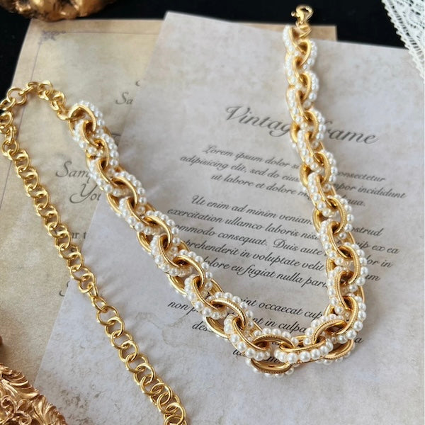 Vintage Inspired Pearl Chain Necklace