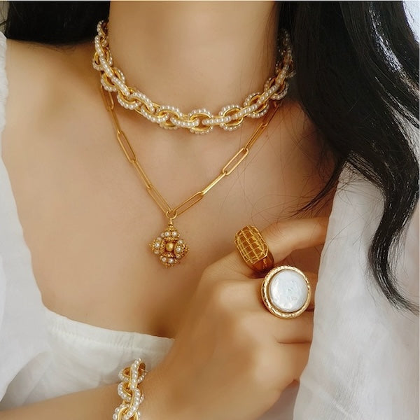 Vintage Inspired Pearl Chain Necklace