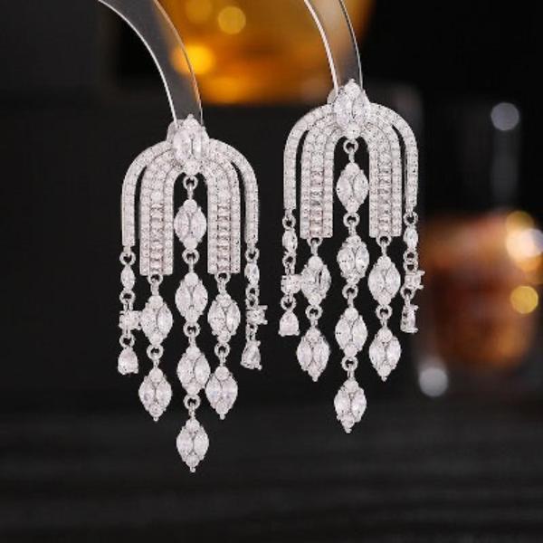 Royal French Arc Sparkling Earrings-3 colors