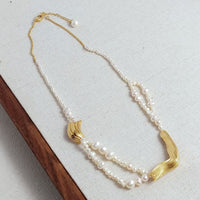 Freshwater Pearls Necklace with Gold Charms