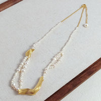 Freshwater Pearls Necklace with Gold Charms