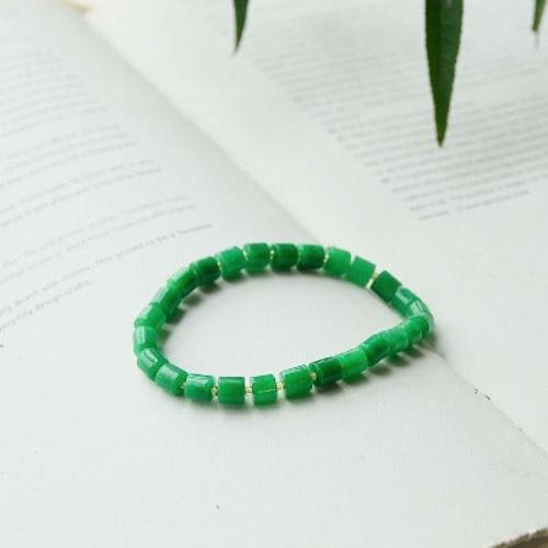 Minimalist Vivid Green Jade Beads Bracelet