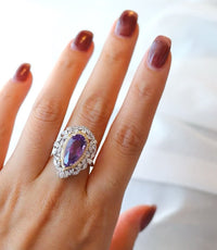 Royal Style Pear-cut  Amethyst Ring - Adjustable