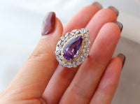 Royal Style Pear-cut  Amethyst Ring - Adjustable