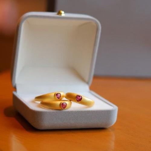 Classic Pink Tourmaline Heart Ring - Adjustable