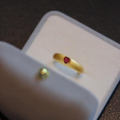 Classic Pink Tourmaline Heart Ring - Adjustable