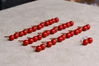 Timeless Red Coral Ball Ear Studs-18K Gold