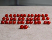 Timeless Red Coral Ball Ear Studs-18K Gold