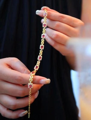 Italian Style Red Garnet Fancy Bracelet