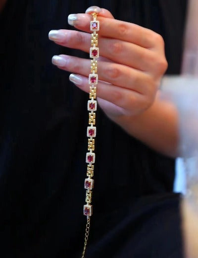 Italian Style Red Garnet Fancy Bracelet